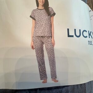 Lucky Brand Women's Pajama Set - Gray Leopard Print  XL